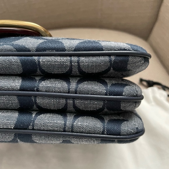 Coach Riley Top Handle 22 bag In Signature Chambray Denim Multi New - Picture 9 of 15